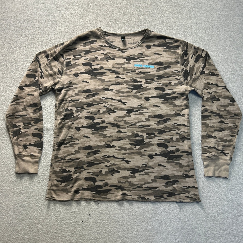 District Thermal Shirt Mens XL Camouflage Gray Black Long Sleeve Waffle Knit